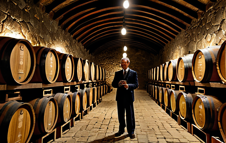전통주 브랜드의 수익 모델 분석 - A Historic Wine Cellar**
"A beautifully lit, old wine cellar in the Douro Valley, Portugal. Rows of...