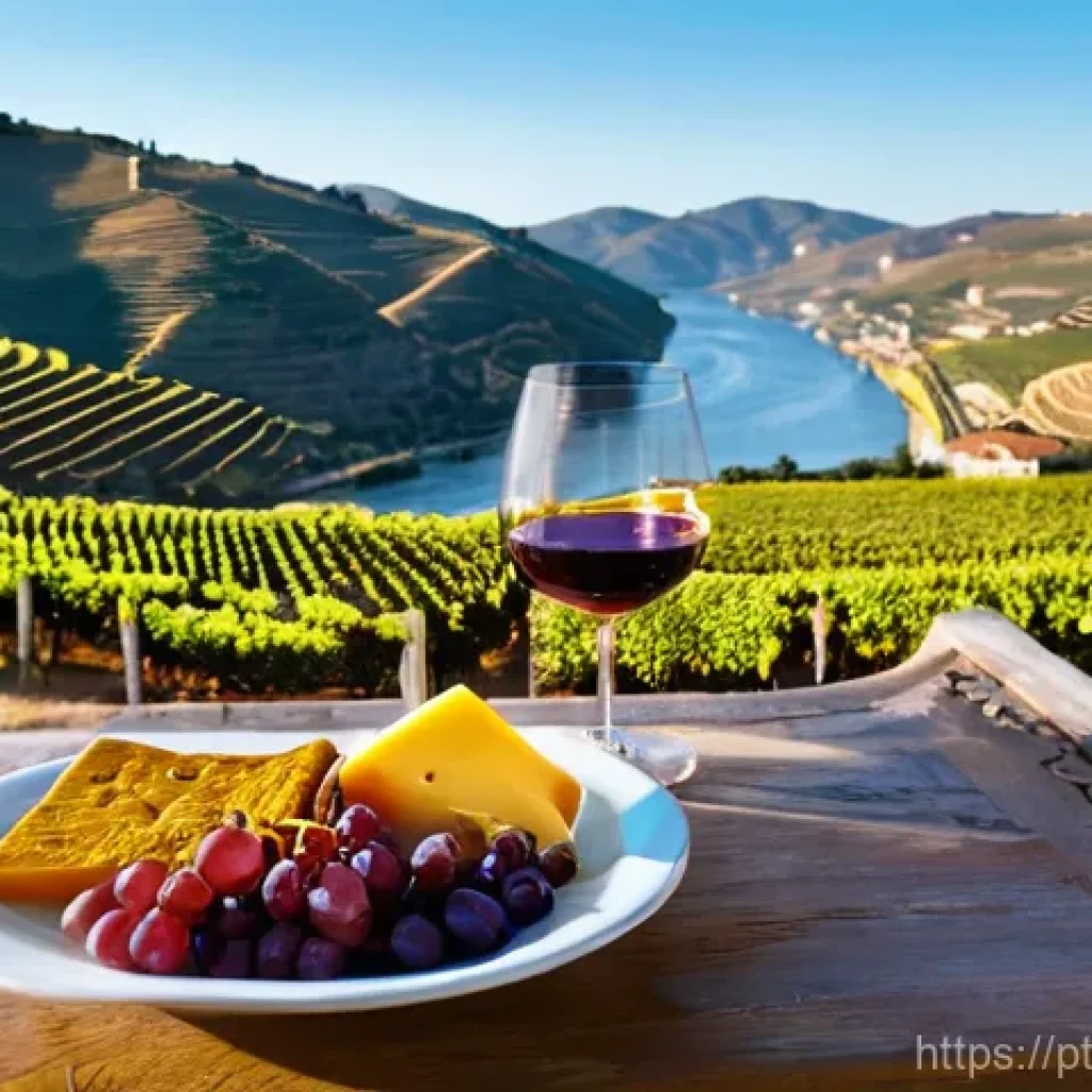 전통주 브랜드의 경험 마케팅 사례 - **Immersive Douro Valley Port Wine Experience:**
A vibrant, sun-drenched scene at a traditional ...