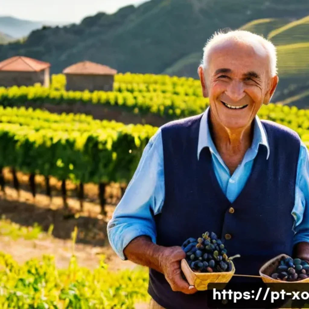 전통주 브랜드의 진정성과 신뢰성 - A Portuguese Wine Story: Douro Valley Tradition**
"An authentic, heartwarming scene depicting an el...