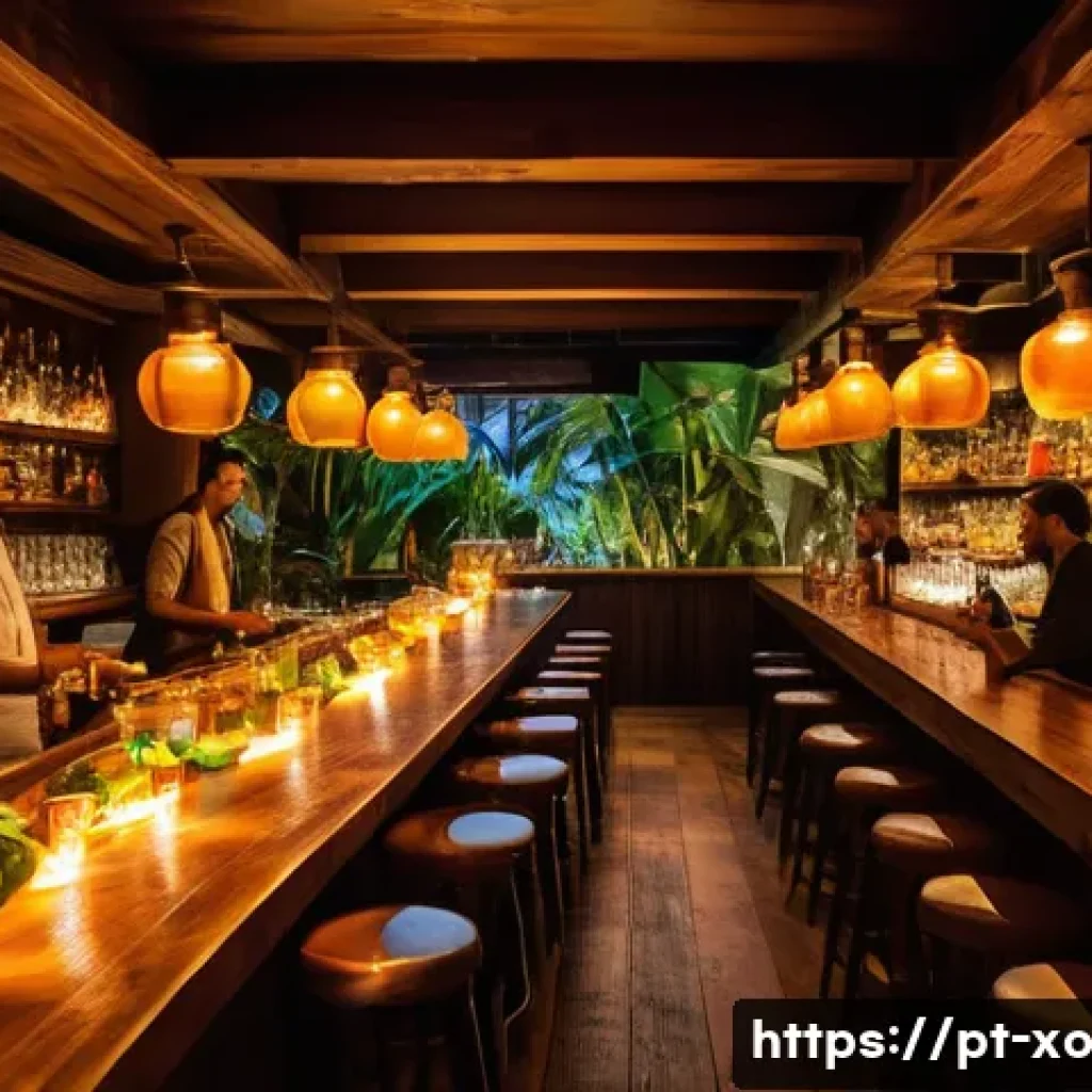 전통주 브랜드와 소비자 참여 활성화 - A lively themed tasting event in a cozy Brazilian bar setting, featuring diverse guests enjoying cra...